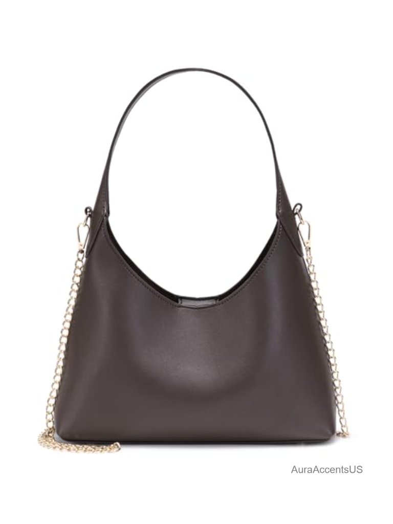 Faux Leather Hobo Shoulder Bag With Detachable Chain Strap